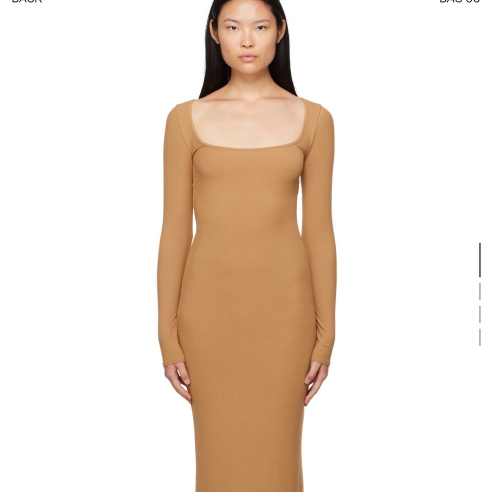 SKIMS soft lounge Camel Long Sleeve Bodycon Dress